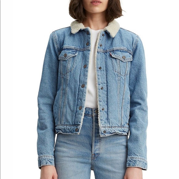 Levi's Jackets & Blazers - LEVI’S Original Faux Shearling-Trimmed Denim Trucker Jacket, Light Denim | XS